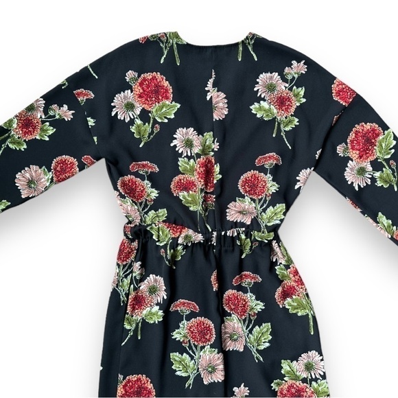 Zara Dark Floral Cross Front Long Sleeve Jumpsuit | Size Extra Small - Picture 8 of 16